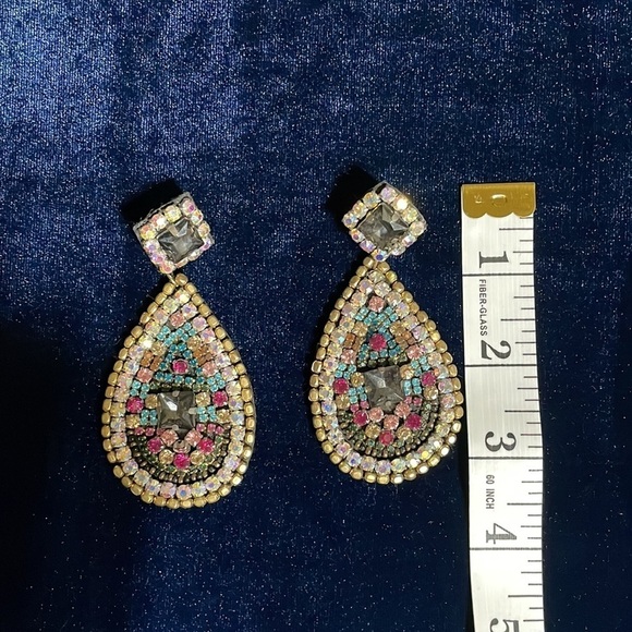 Natasha Earrings Multi Colored Stone Large Tear Drop Earrings Must See 🆕 🩷🩷 - Picture 11 of 13